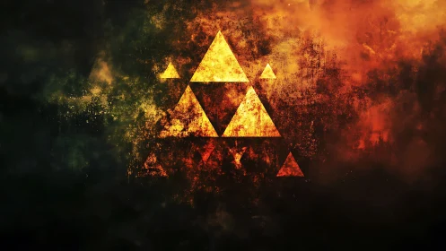 Triforce Symbol Rendered with Volumetric Particle Effects and Thermal Gradients.