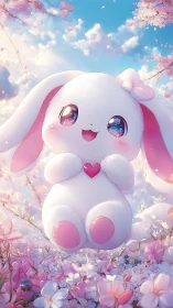 Sweet cherry blossom bunny sharing a sky full of joy.