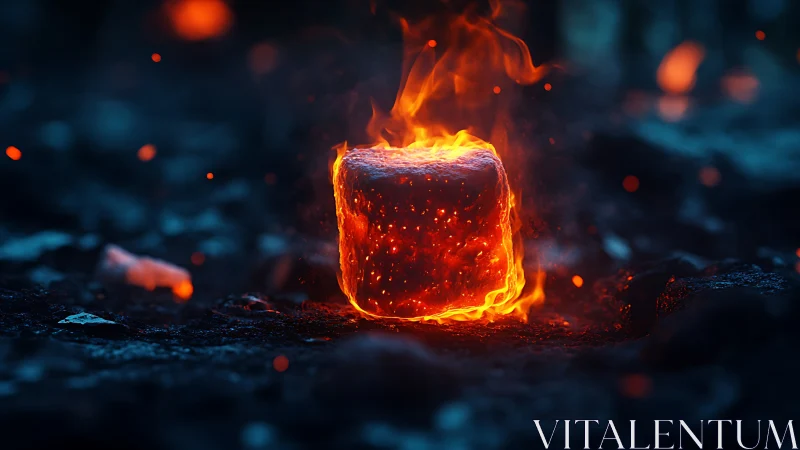 Incandescent Cube with Radiant Heat Distortion and Flame Emissions