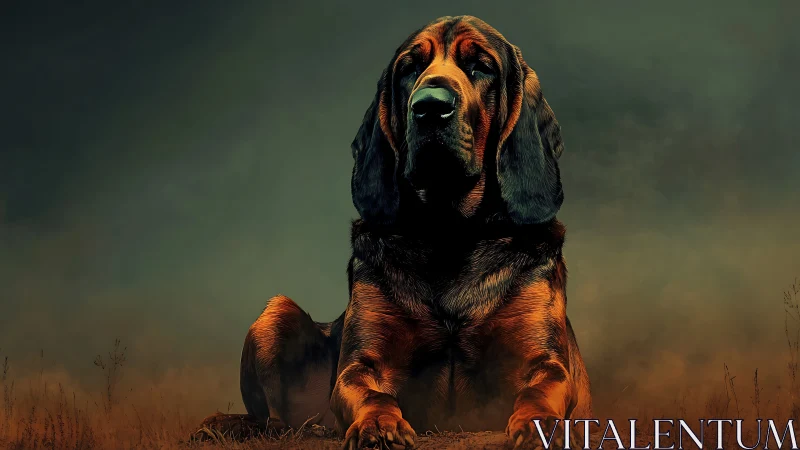 Low-angle study of a bloodhound under cinematic rim lighting