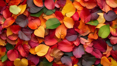 Cozy carpet of colorful autumn leaves in warm rich tones.