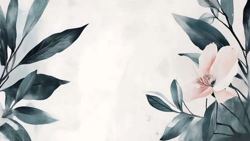 Blush Blossom Dances Among Teal Foliage Dreams