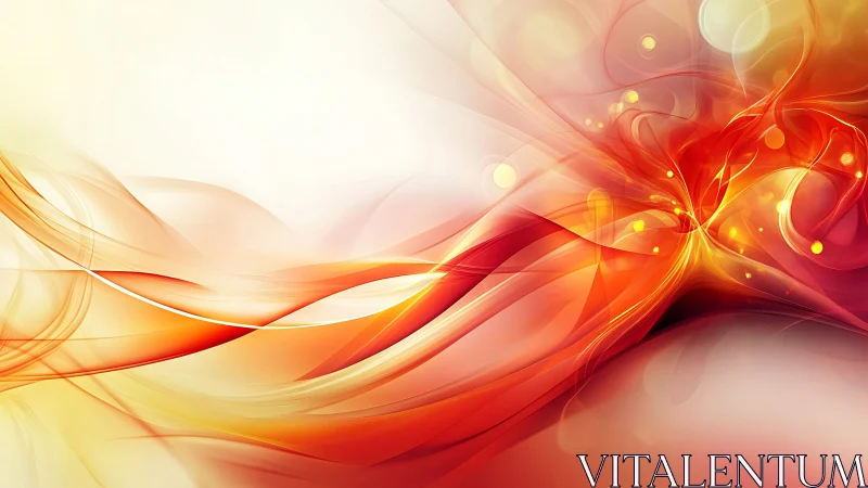 Fiery abstract light waves twist across soft white gradient