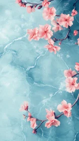 Pink blossoms float gracefully above turquoise waters.