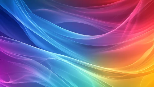 Silken rainbow currents sweep across a luminous digital sky.