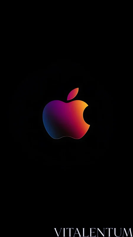 Multicolor gradient apple logo on deep black void background.