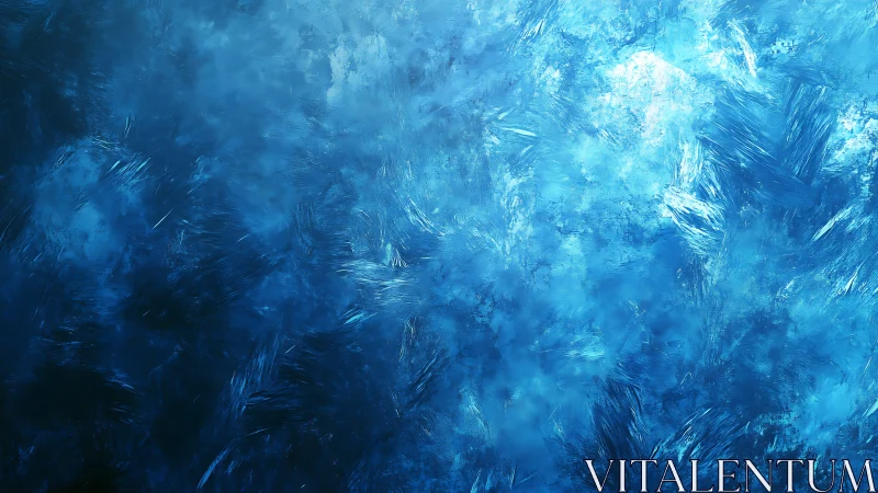 Glacial blue abstract texture with icy crystal brushwork.