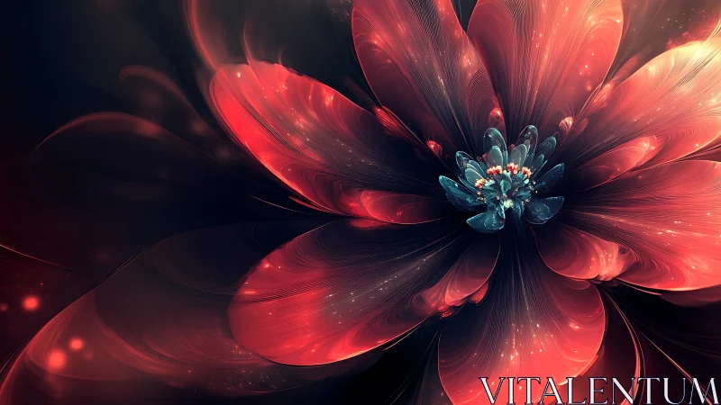 Glowing abstract flower blooms in deep cosmic darkness