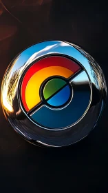 Vibrant Color Wheel with Reflective Chrome Border.