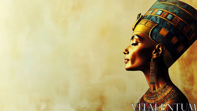 Sunlit Nubian queen profile crowned in jeweled geometry.
