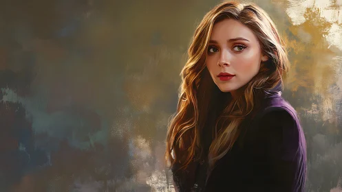 Brooding portrait of golden-haired woman in painterly dusk.