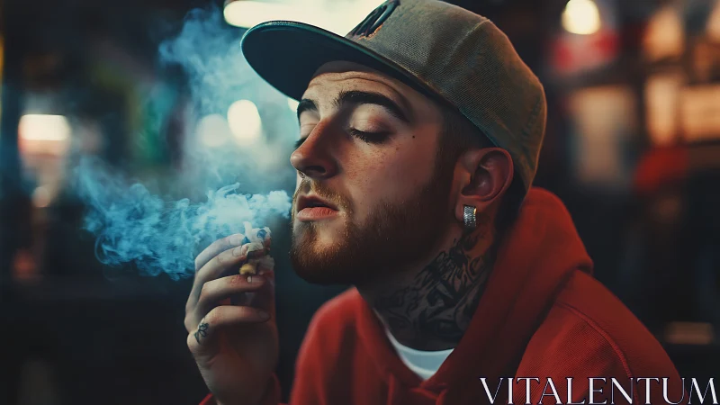 Photorealistic close-up portrait with cinematic smoke rendering.