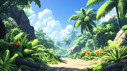 Tropical Paradise: Where Sunlight Filters Through Ancient Palms.