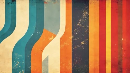 Curved and vertical retro stripes in warm and cool tones.