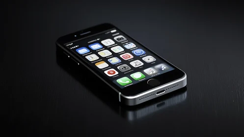 iPhone 5s Smartphone Display with iOS Home Screen Apps.