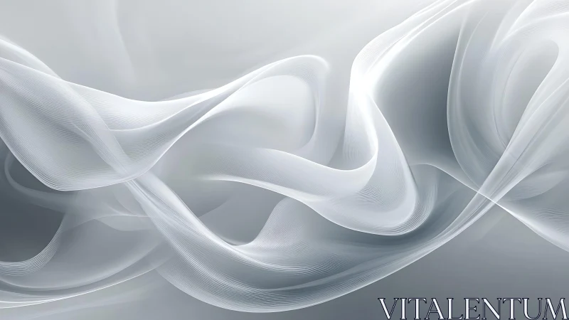 Elegant flowing white abstract waves on soft gray background.