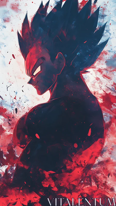 Dynamic anime profile with red-blue abstract energy field.