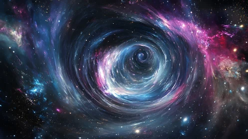 Swirling galactic vortex structure forms central rotating void