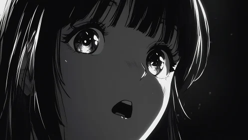 Moonlit anime gaze catches a trembling moment of wonder.