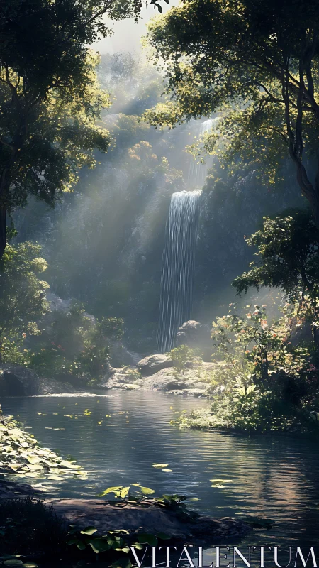 Cascade Cathedral: Where Sunlight Conducts the Water Symphony.