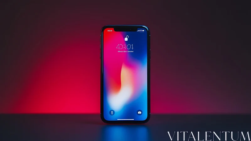 Modern smartphone displaying vibrant gradient lock screen wallpaper.