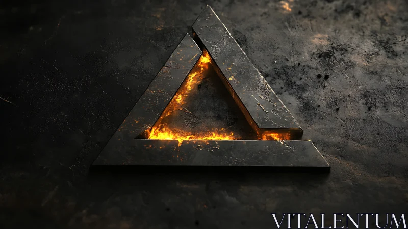 Molten Geometry: Steel Triangle Burning From Within.
