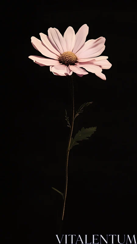 Soft Bloom: A Gentle Pink Daisy on Black.