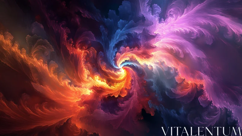 Fractal nebula vortex swirls in luminous multicolor motion