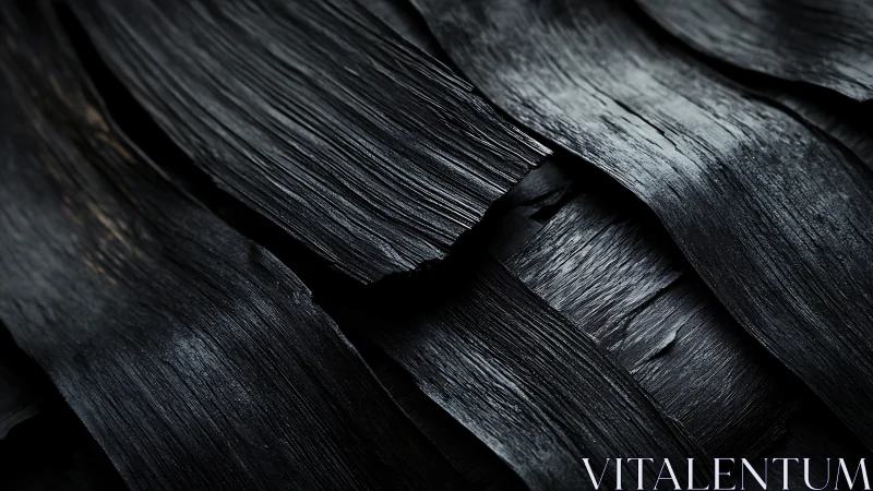 Dark charred wood textures flow in calm overlapping waves