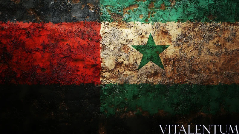 Rust kissed tricolor banner with a stubborn green star.