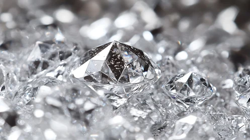 Close macro view of loose cut diamonds in soft focus.