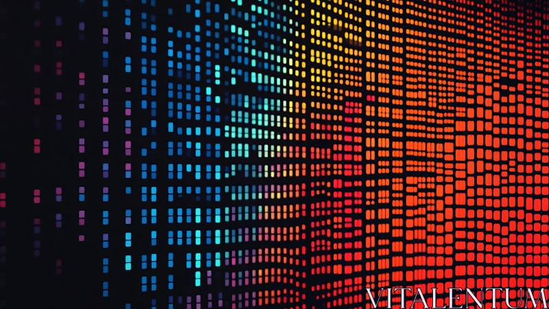 Colorful digital pixel grid with gradient light pattern.
