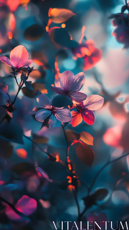 Neon Blossoms Dance Through Twilight Dreams