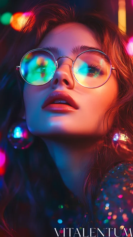 Neon-lit portrait isolates glass reflections and bokeh spectra