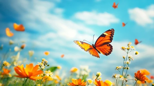 Monarch on a sunlit breeze above wildflower daydreams.