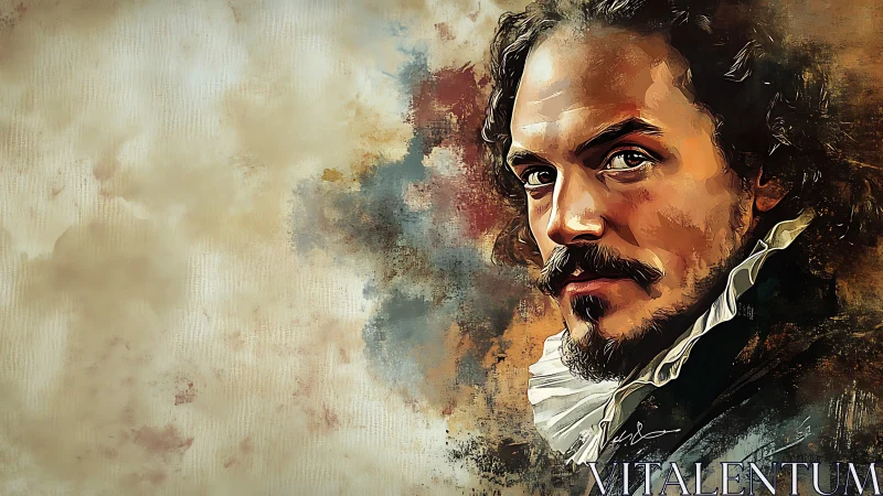 Baroque-inspired male portrait rendered in textured digital paint