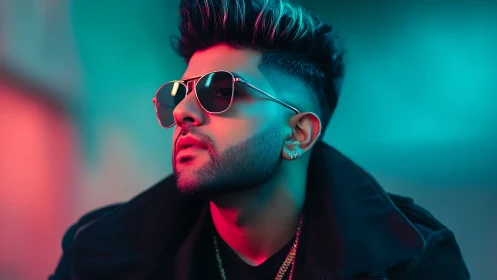 Neon-soaked confidence leans into the glow of city dreams