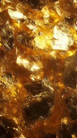Translucent gold-toned crystalline surface reflects directed light