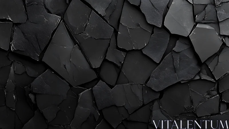 Fractured black slate shards in tight geometric mosaic.