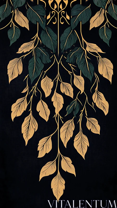 Gilded twilight vines cascading in midnight botanical symmetry.