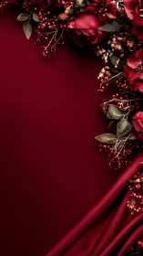 Luxe Floral Still Life with Burgundy Velvet Backdrop.