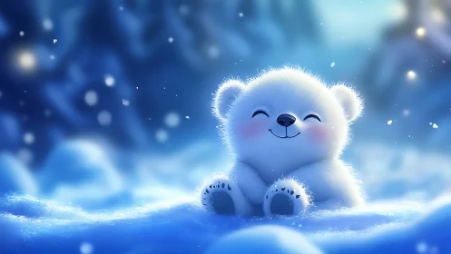 Snowflake giggles ripple from a fluffy arctic daydream cub