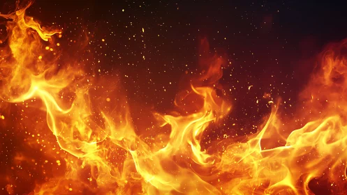 Intense flames with dynamic motion and particulates