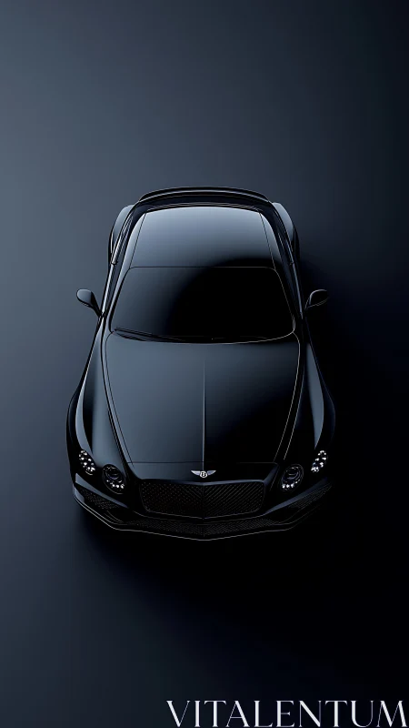 Sleek black luxury car glows softly against a dark backdrop