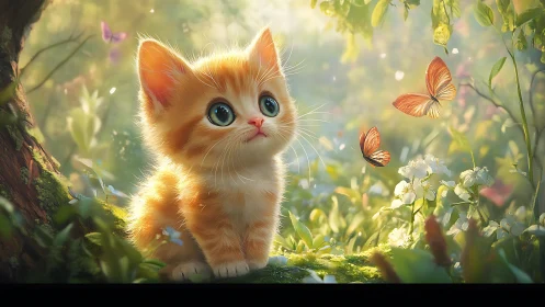 Ember kitten discovers magic in the wildflower garden.