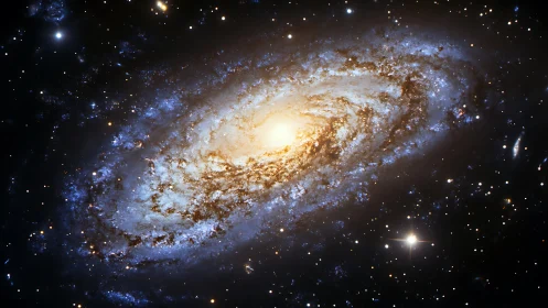 Spiral galaxy core in deep-space astronomical composition.