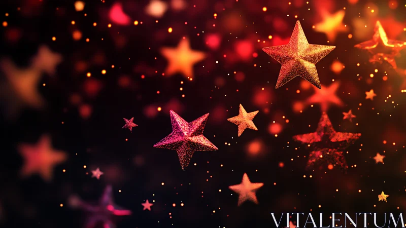 Red and orange star shapes on dark gradient background.