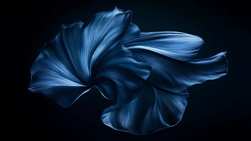 Parametric blue petal structure with sculpted micro-ridges.