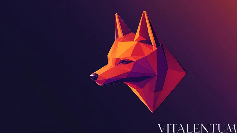 Prismatic fox geometry floats like origami in midnight air