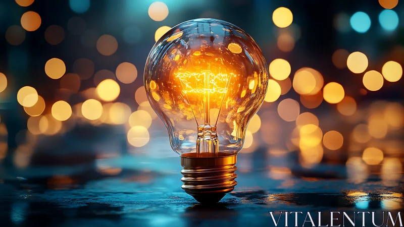 Glass planet of ideas hums warmly against a bokeh night